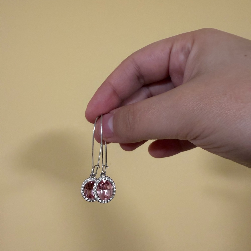Swarovski Pink and Silver Drop Earrings — Original